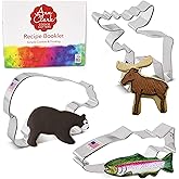 Mountain Wildlife Cookie Cutters 3-Pc. Set Made in USA by Ann Clark, Bear, Moose, Fish