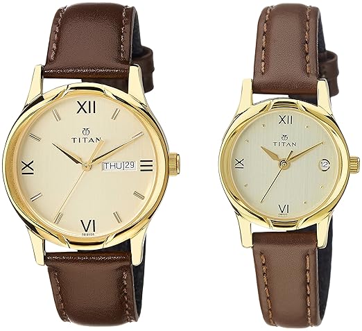 Analog Gold Dial Pair Watch -NK15802490YL05