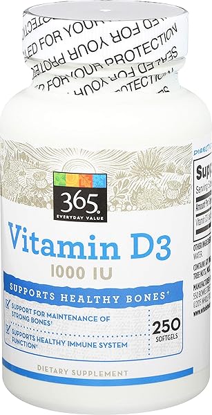 365 EVERYDAY VALUE, VITAMIN D3 1000 IU, CAPSULE, 250 CT