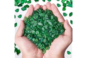QEQEKAKA Sea Glass Stones for Crafts About 2.75LB (1180g/41.62oz) Green Glass Pebbles Gemstones Bulk for Aquarium Rocks Fish Tank Gravel Green Filler for Vases Centerpieces