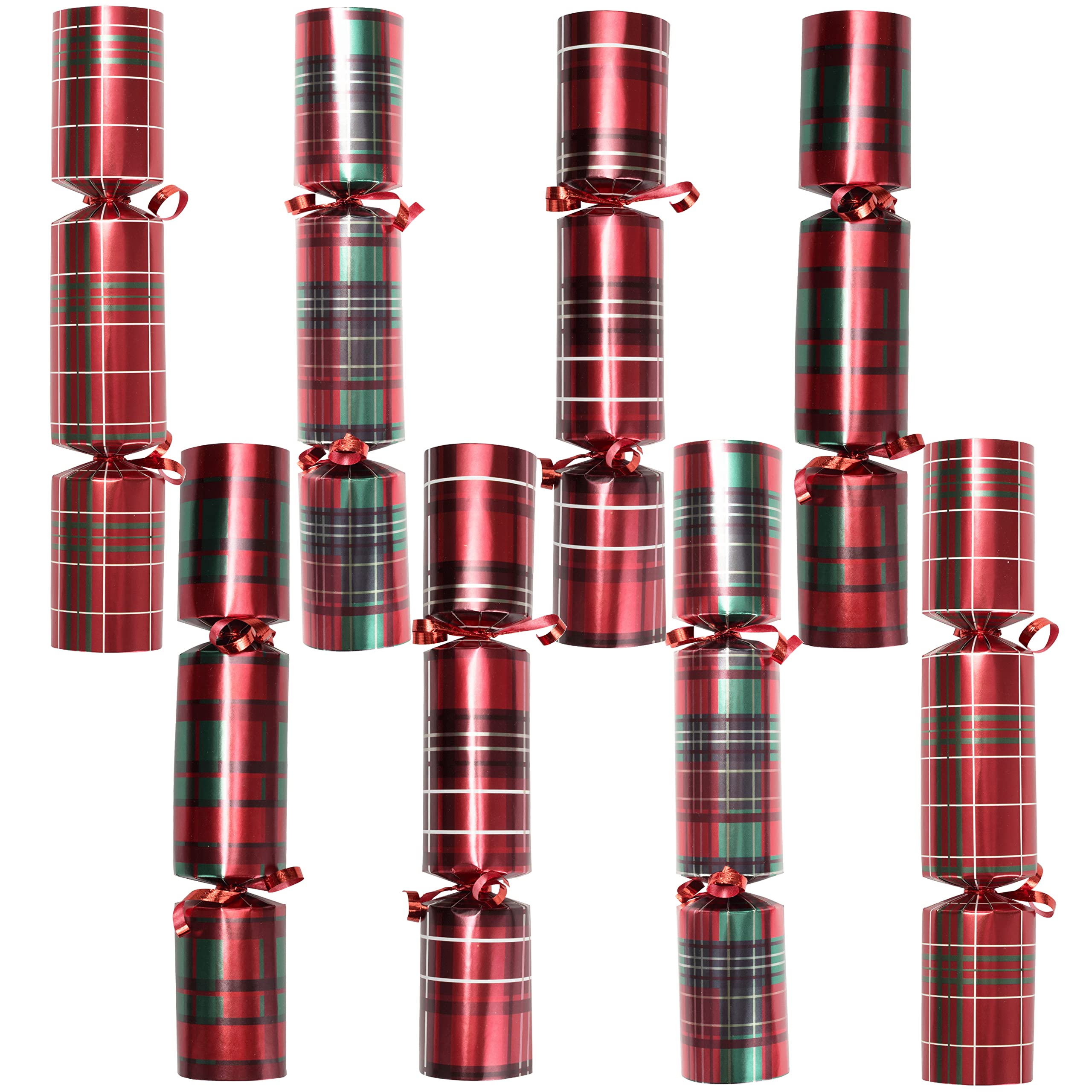 JOYIN 8 Pack Christmas Non-Snap Party Favor, Red Check Plaid Party Table Favor Includes Party Hat, Jokes & Gifts, Xmas Gifts Prizes for Christmas Holiday Dinner Traditions Supplies