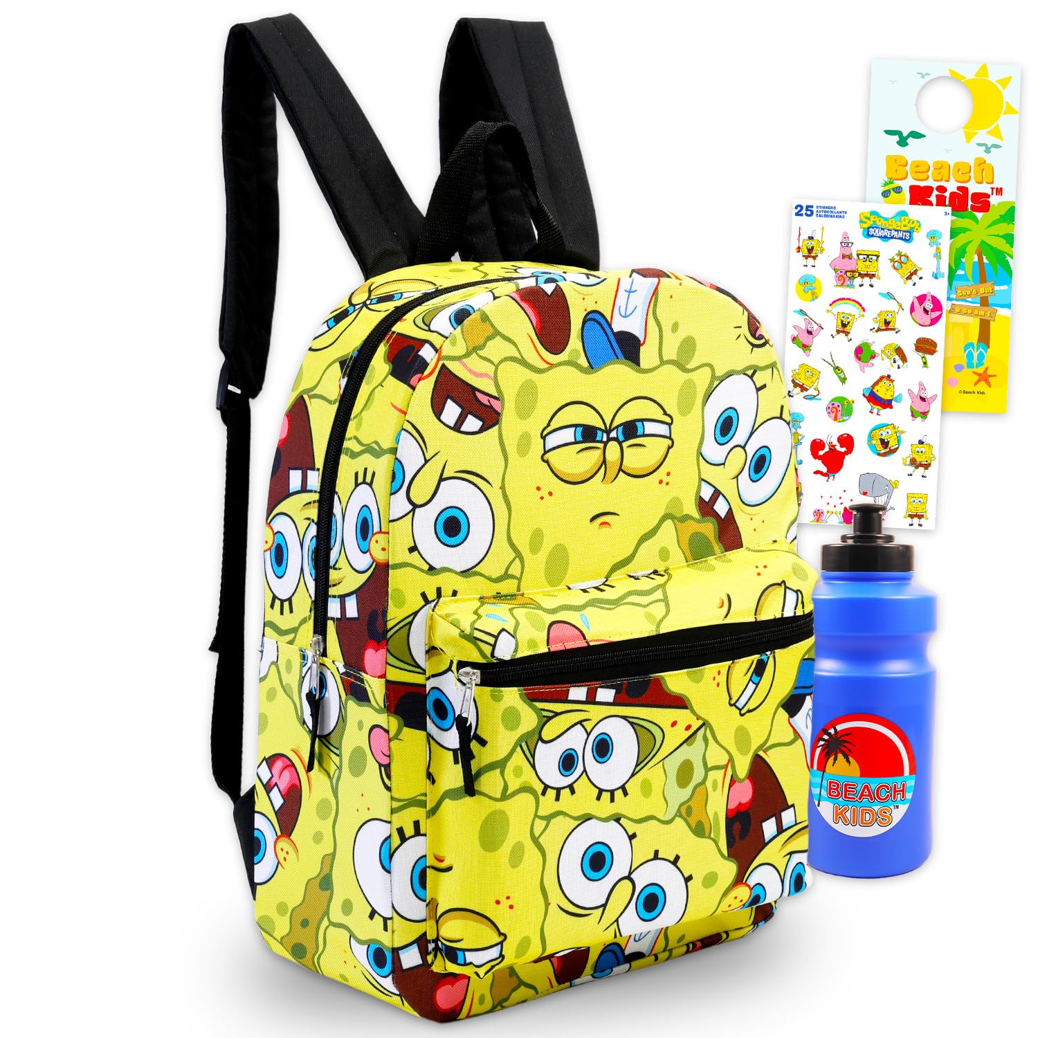 Photo 1 of Spongebob Backpack for School - Bundle with 16” Backpack for Boys, Water Bottle, Stickers, More | Spongebob Squarepants School Bag for Kids, Girls, Boys