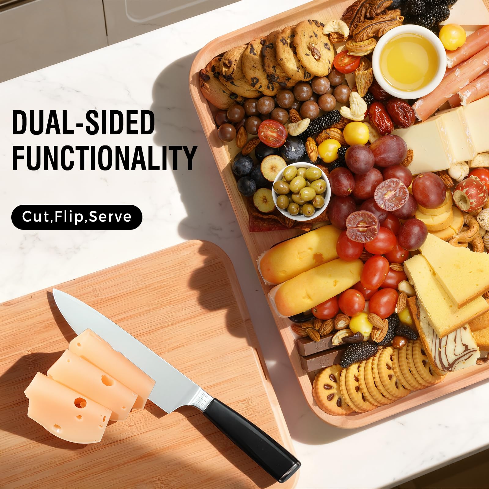 Renmxj Charcuterie Board with Clear Lid, Travel Portable Cheese Board Charcuterie Boxes Cutting Boards for Kitchen, House Warming Gifts New Home, Gifts for Women (6 Compartments Black)