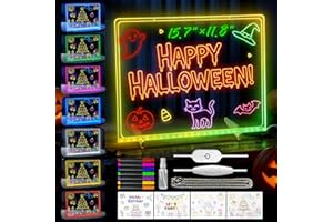 LED Drawing Board 7 Colors, 15.7x11.8'' Acrylic Dry Erase Lumiboard Board with Stand and 7 Markers, 4 Modes & 7 Colors Light 