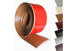 MAXIROC Floor Transition Strip Self-Adhesive Cover Strips Threshold Repair Floor Gap Vinyl Flooring Transitions Laminate Floor Flat Divider Strip Minimalism Oak Wood Grain Design 6.6FT (5cm, Light Brown)