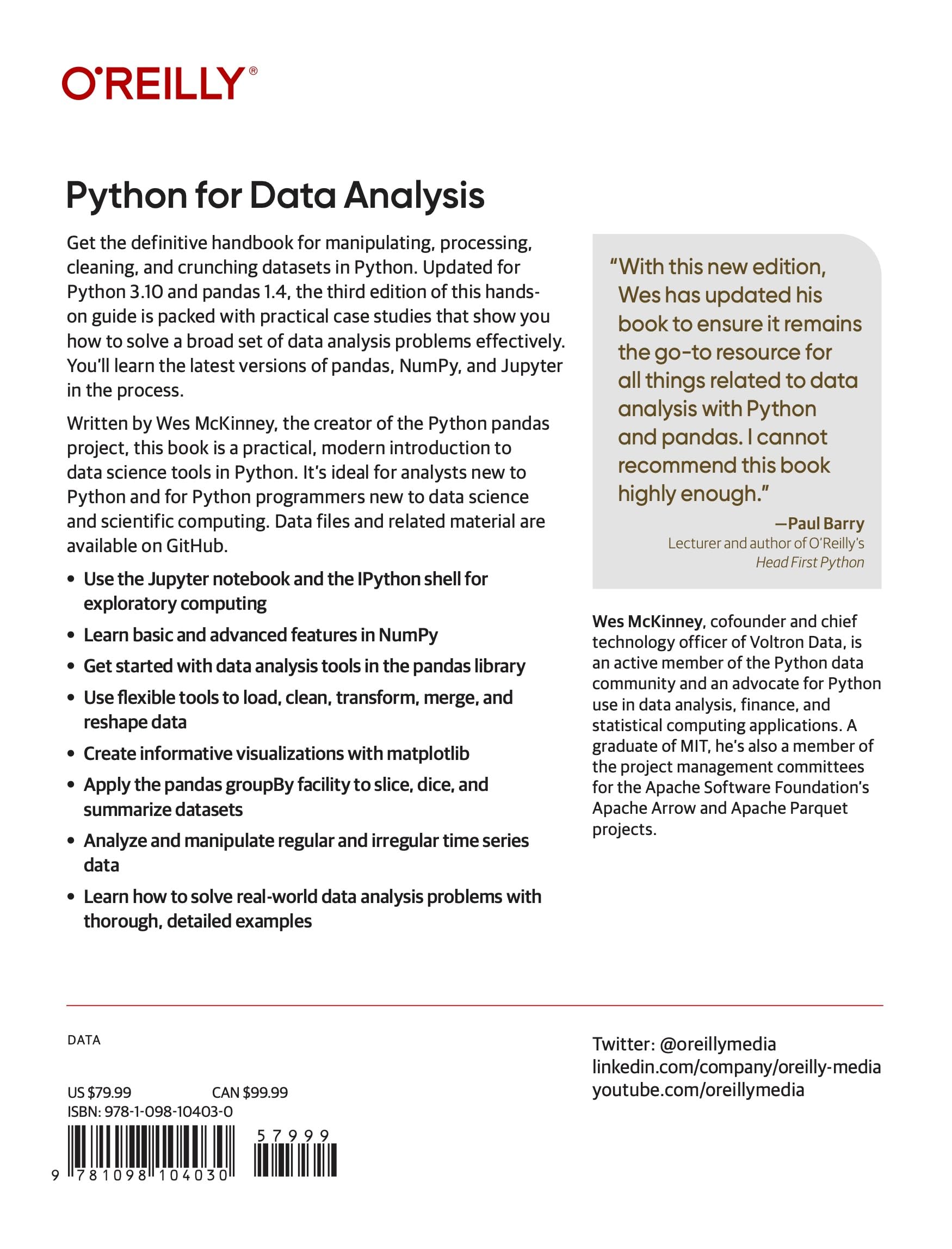 Python for Data Analysis: Data Wrangling with pandas, NumPy, and Jupyter Python for Data Analysis: Data Wrangling with pandas, NumPy, and Jupyter Paperback Kindle