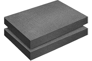 OWOKISO Pick and Pluck Foam Inserts for Cases – 16"x12"x2" Cuttable Case Foam Padding for Gun Case, Tool Box, Camera, DIY Storage Protection (2 Pack, Black)