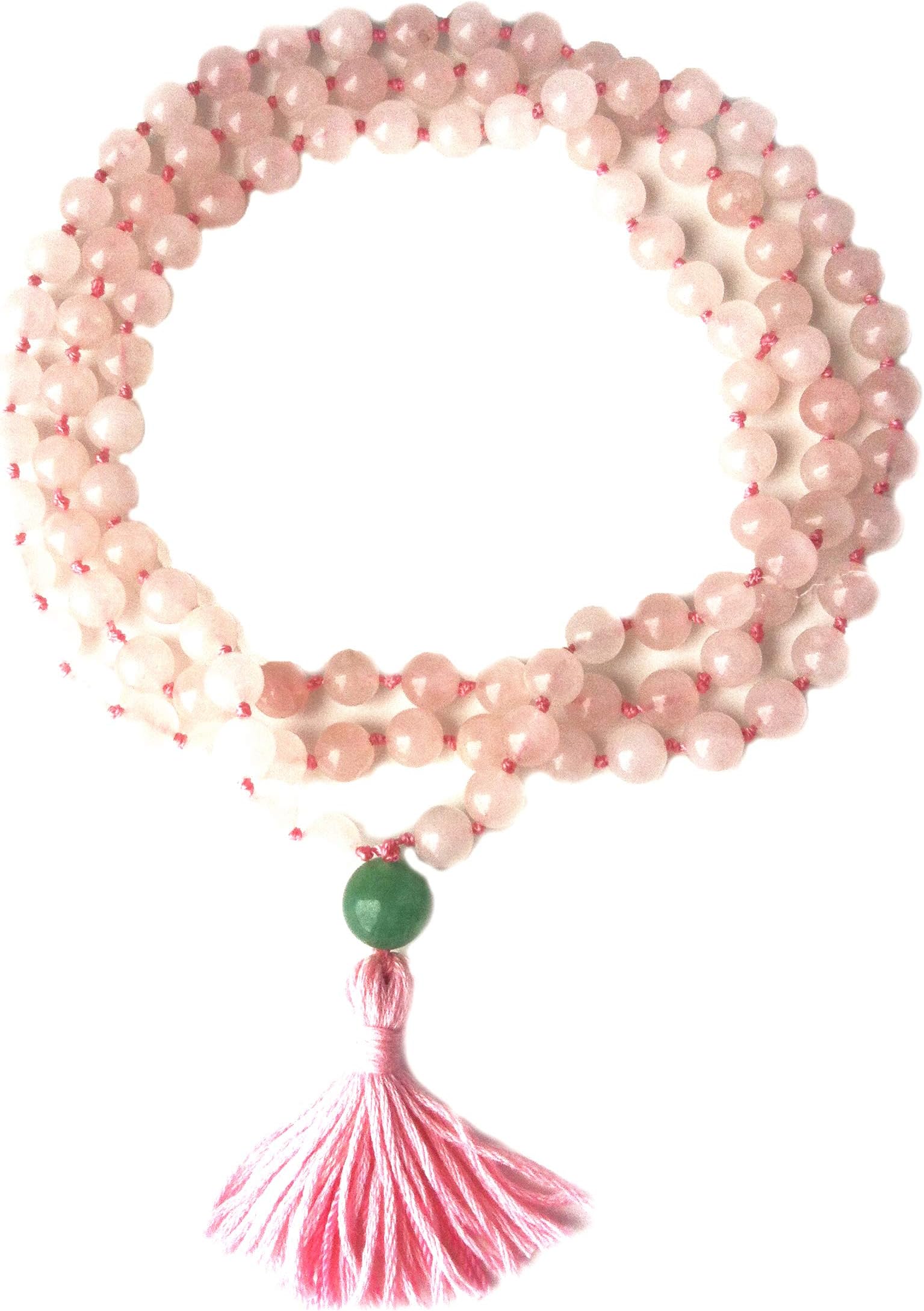Mala Rose Quartz Hand Knotted 108 Bead Prayer Mala