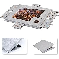 Lavievert Tilting Puzzle Board with 2-in-1 Designed Stand & Cover, Lightweight Felt Puzzle Plateau with 6 Colored Drawers for