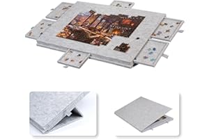 Lavievert Tilting Puzzle Board with 2-in-1 Designed Stand & Cover, Lightweight Felt Puzzle Plateau with 6 Colored Drawers for