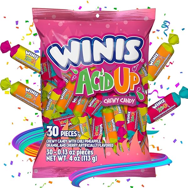 WINIS SOUR & SPICY VARIETY BAG CHEWY CANDY – TAFFY CANDIES 30 INDIVIDUALLY WRAPPED PIECES – SIZE 4 OZ CANDY VARIETY BAG – TAFFY, GIFTS, HOLIDAY, PARTIES, CONCESSIONS, PANTRY, NON-MELTING, PARTY