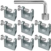 DEELEDM Beam Clamp, 8Pcs, 1" Jaw Opening, 1/2" Diameter Threaded Rod | Adjustable C Beam Clamps, Zinc Plated Iron, Joist Jaw Clamp Tool