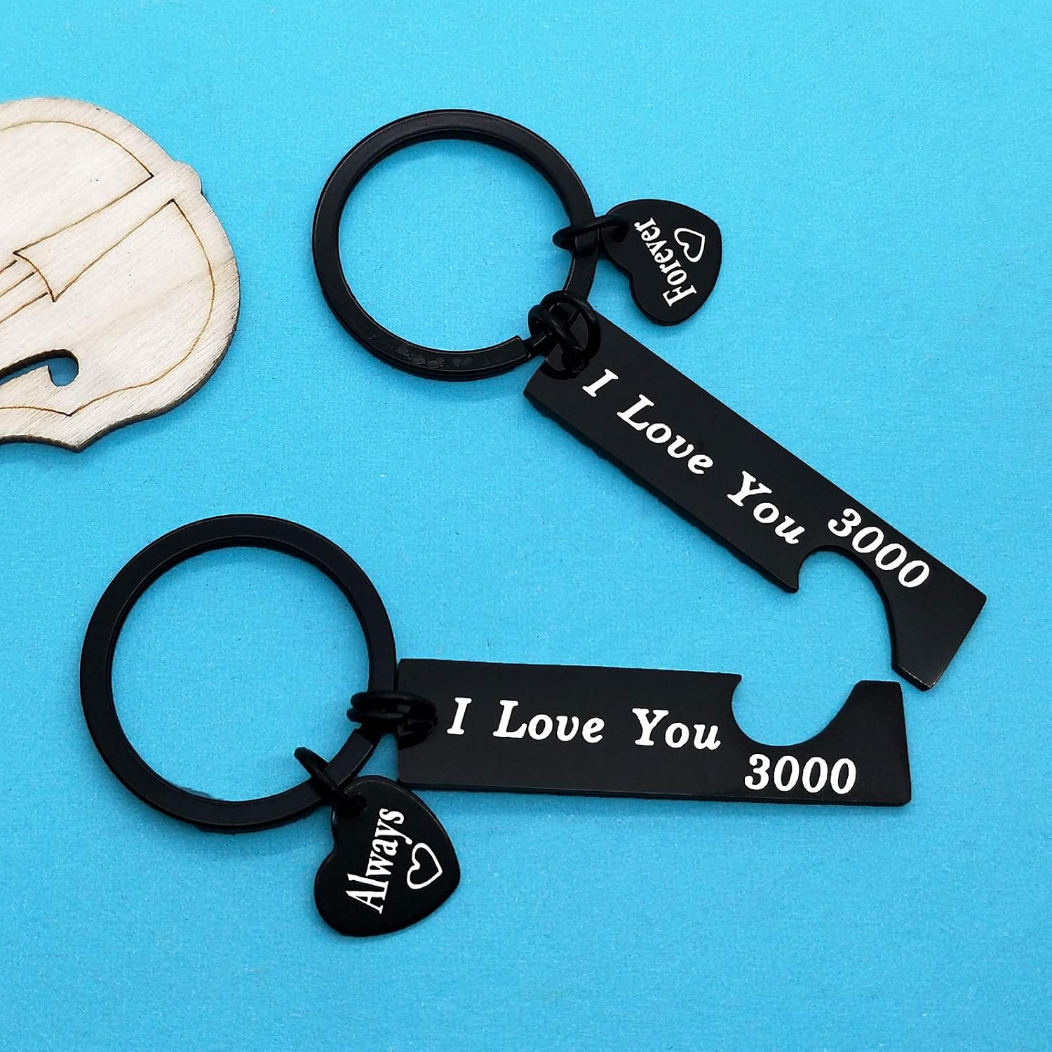 Huwujiu Anniversary Keyring Gifts for Boyfriend Girlfriend I Love You 3000 Keyring for Husband Wife Christmas Birthday Gifts Valentines Day Gifts I Love You Gifts for Couple - Image 3