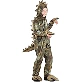 Kid's Deluxe Dinosaur Costume | T-Rex Dino Hooded Jumpsuit with Tail, Attached Shoe and Hand Covers