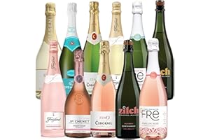 CHROMACAST Sparkling and Sparkling Rosé Non-Alcoholic Wine Date Night Mixed 11 Pack Includes Freixenet, Zilch, Codorniu, Giesen, Veuve du Vernay, J.P. Chenet and Fre 750ml Zero Alcohol Dealcoholized Champagne