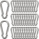 35 Pcs Small Carabiner Clip, 1.57 inch 304 Stainless Steel Carabiners Heavy Duty Spring Snap Hooks for Climbing Hiking Camping, Keychain