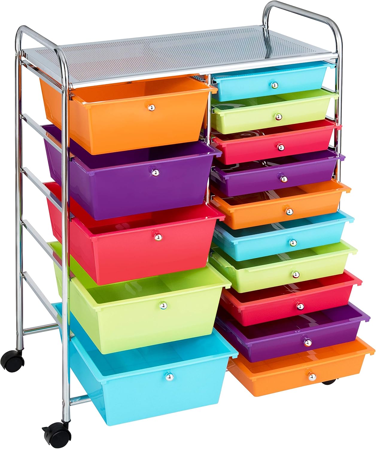Giantex 15-Drawer Organizer Cart Office School Storage Cart Rolling Drawer Cart for Tools, Scrapbook, Paper (Multicolor): Home Improvement