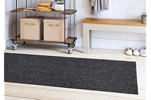 OTTOMANSON Machine Washable Solid Design Non-Slip Rubberback 3x9 Indoor/Outdoor Waterproof Runner Rug for Hallway, Kitchen, Living Room, Garage, Patio, 2'7'' x 9', Black