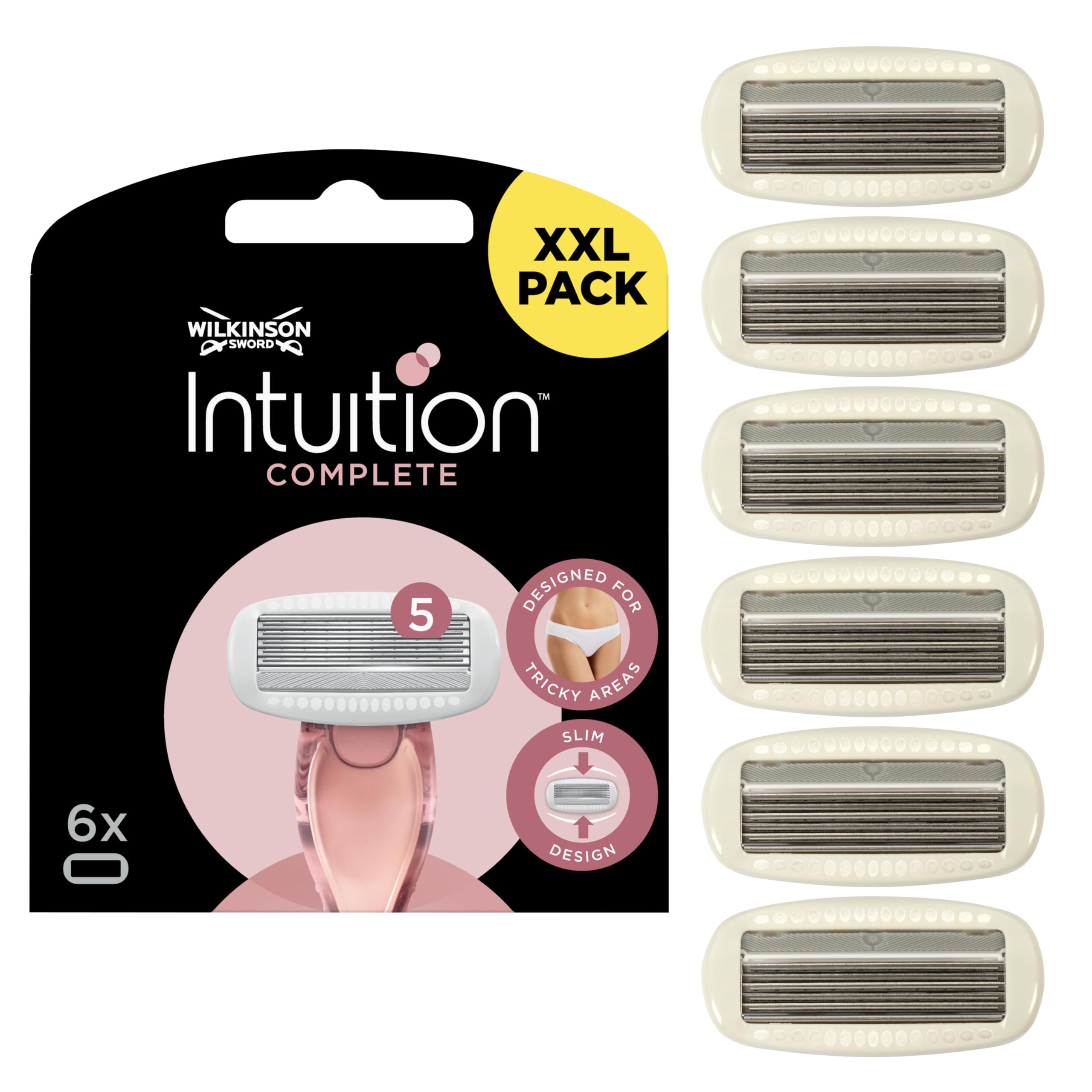 WILKINSON SWORD - Intuition Complete Blades For Women | Pack of 6 Razor Blade Refills | Skin Protect Gel with Smooth Glide