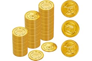 Vonokee 120 Pieces Plastic Pirate Coins,Fake Gold Coin for Halloween,St. Patrick's Day,Treasure Hunts,Party Favors