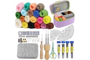 SOCNITC 20 Colors Needle Felting Kits for Beginners, Needle Supplies Kits with Tools,Wool Roving Set, Needle Felting Tools Kit with Needles, Felting Pad for DIY Handcrafts Decoration