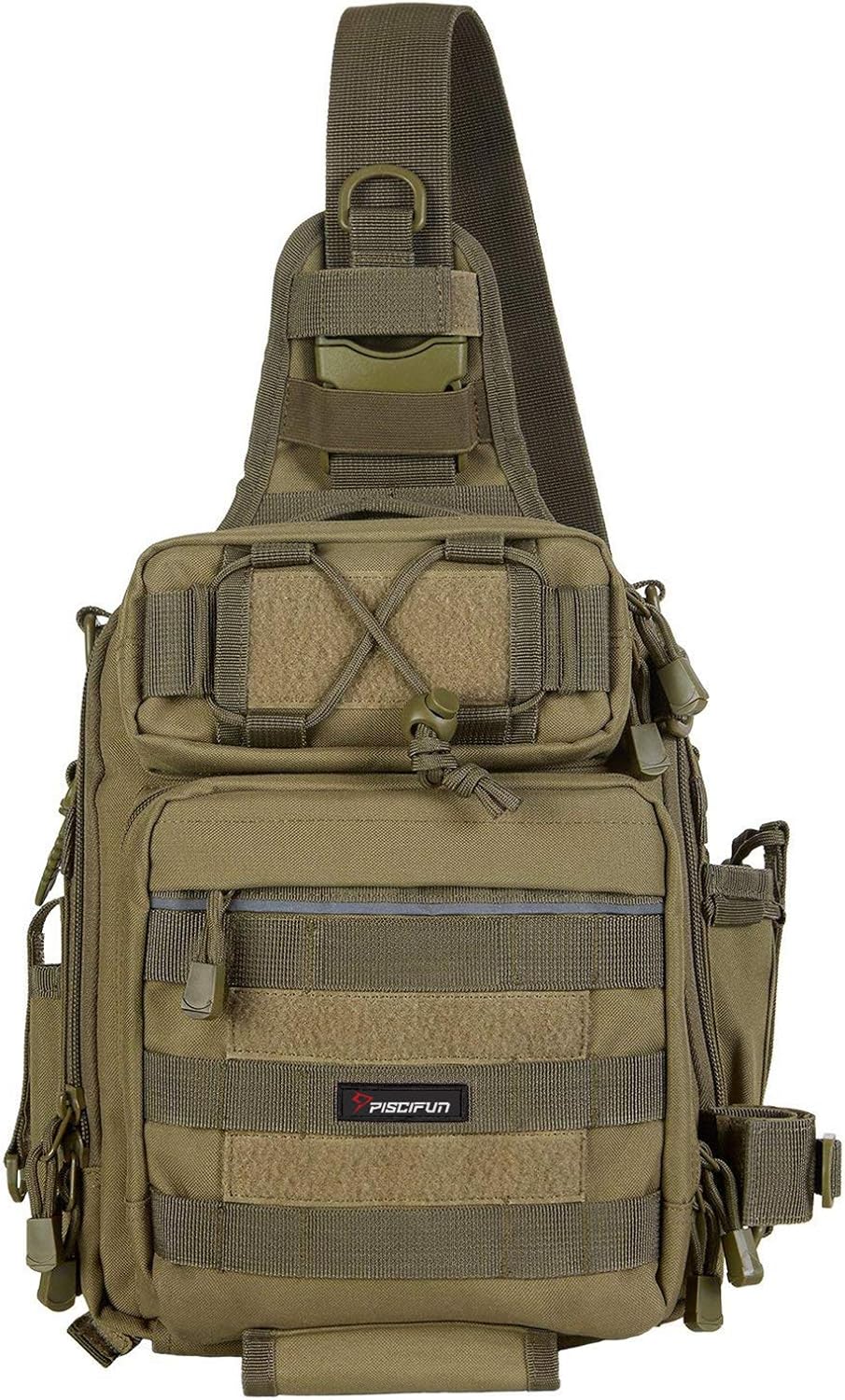 Piscifun Water-resistant Outdoor Tackle Bag Single Shoulder Fishing Tackle Storage Bags Durable Handbag Crossbody Messenger Bag Multifunctional Bags For Camping Hiking Cycling Travelling Khaki : Clothing
