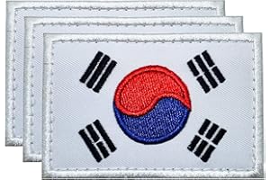 DESIGN MASTER INDUSTRY DM 3Pack South Korea Flag Embroidery Patches Tactical Korean Flag Patches for Hats, Tactical Bags, Jackets, Clothes Patch Team Military Patch Military Morale Patch Applique Fastener Hook, and Loop