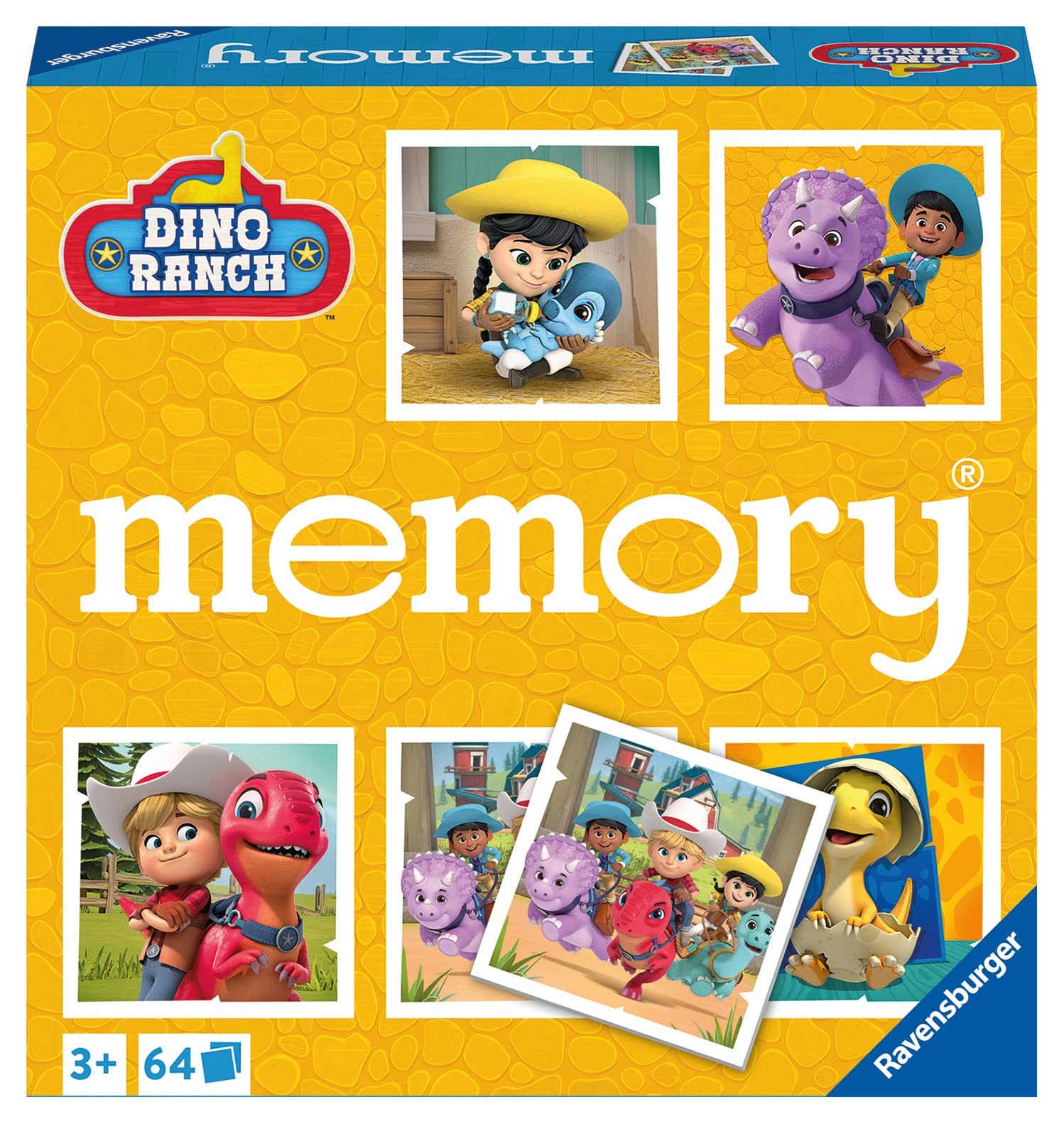 Ravensburger Dino Ranch Large Memory - Matching Picture Snap Pairs Game For Kids Age 3 Years and Up, [Amazon Exclusive]