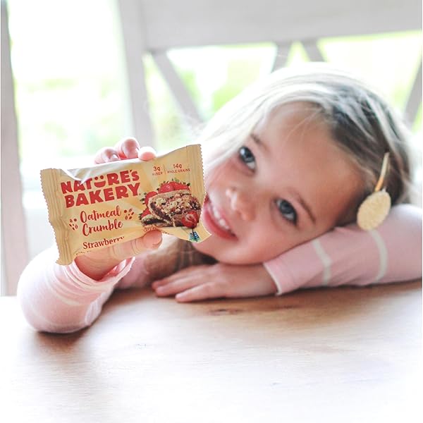 NATURE’S BAKERY OATMEAL CRUMBLE BARS, STRAWBERRY, REAL FRUIT, VEGAN, NON-GMO, BREAKFAST BAR, 1 BOX WITH 6 BARS, 6 COUNT