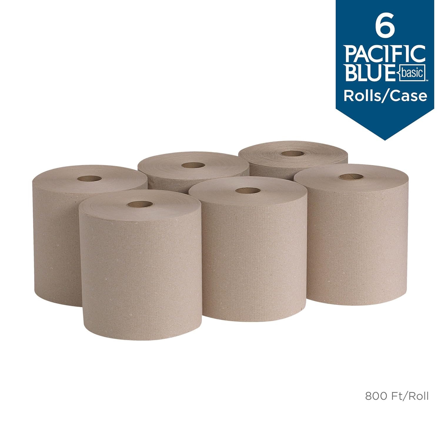 Pacific Blue Basic Recycled Hardwound Paper Towel Rolls by GP PRO (Georgia-Pacific), Brown, 26301, 800 Feet Per Roll, 6 Rolls Per Case: Hand Towel Dispenser: Industrial & Scientific