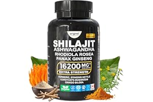 8-in-1 Himalayan Shilajit Capsules – 16,200mg Daily Dose | Ginkgo Biloba 9000mg, Panax Ginseng 4000mg, Rhodiola 2000mg, Ashwa