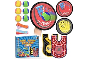 Tozuoup 3-in-1 Toss Catch Ball Game Set, Kids Toddler Baseball Glove, Beach Games Outdoor Yard Lawn Toys for Kids & Family, Birthday Gifts Toys for 3 4 5 6 7 8-12 Year Old Boys and Girls