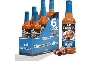 Sugar-Free Chestnut Praline Syrup by Syruvia 6-Pack, 25.4 fl oz, Wholesale Coffee Syrup Shops, Cafes, Baristas, Bistros, & Beverage Bars, Bulk Kosher & Gluten-Free