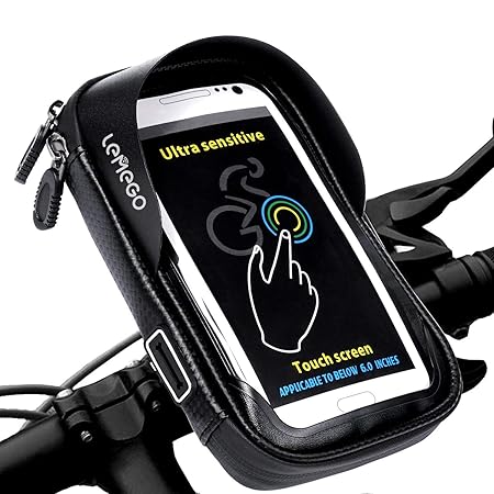 LEMEGO Wasserdicht Fahrradlenkertasche Handyhalterung Handyhalter Fahrrad Tasche Fahrradtasche Rahmentaschen für Handy GPS Na