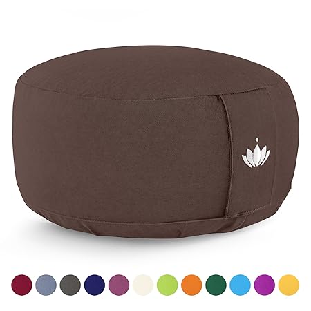 Lotuscrafts Yogakissen Meditationskissen Rund Lotus - Sitzhöhe 15cm - Waschbarer Bezug aus Baumwolle - Yoga Sitzkissen mit Di