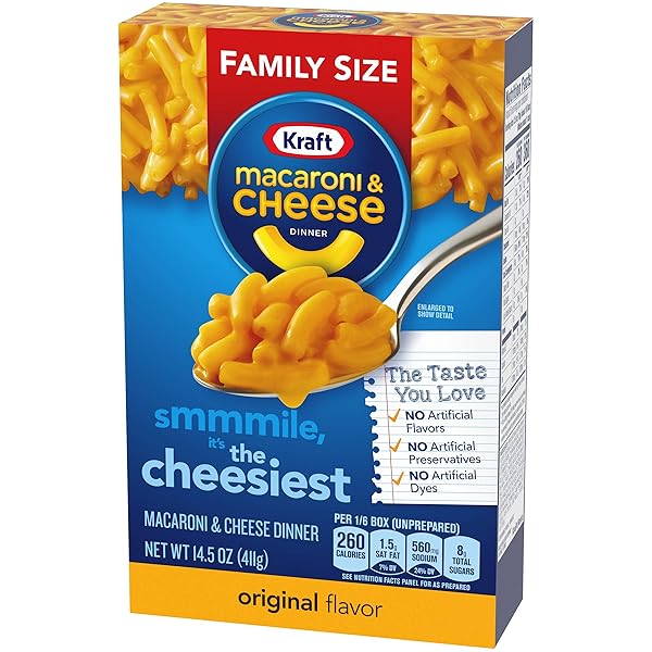 KRAFT ORIGINAL FLAVOR FAMILY SIZE MACARONI AND CHEESE MEAL (14.5 OZ BOX)