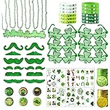 110PCS St Patrick's Day Accessories, Saint Patricks Day Decorations Party Favors Supplies Set with Shamrock Bead Necklaces Ru