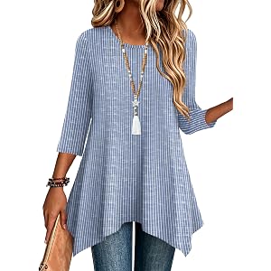 Zeagoo Womens Tops 3/4 Sleeve loose fit dressy Tunics Plus Size Boho Shirts | Summer Tops for Women, Fall Clothes, Dressy Cas