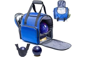 VIGEGARI Bowling Ball Bag - Single Ball Tote with Cup Holder and Microfiber Polisher - Grey, Medium