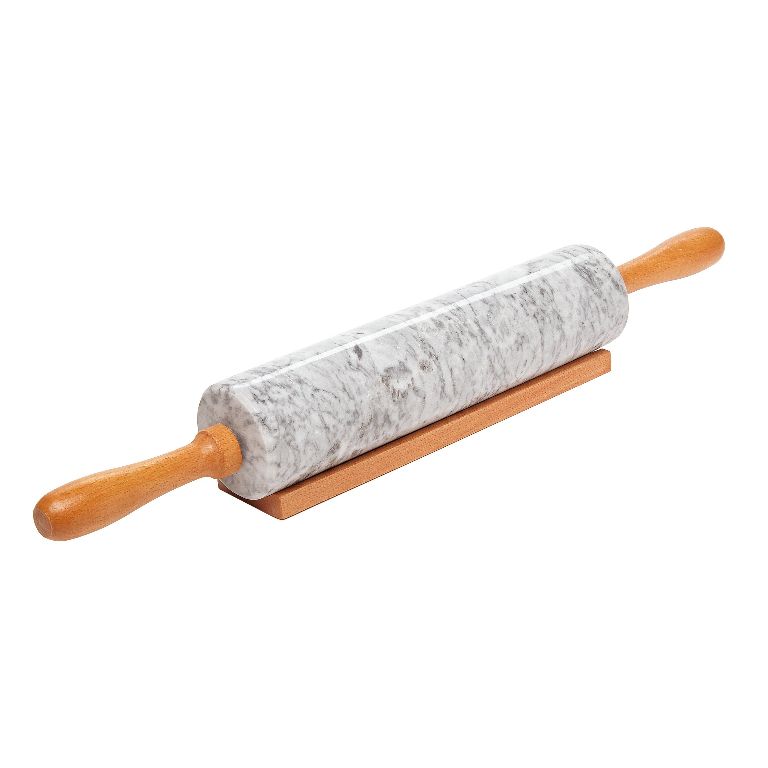 Miko 100 Marble Stone Rolling Pin, 18 inch With Smooth Wooden Handles