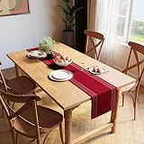 Encasa XO Dining Table Runner 32x137 cm Red Fine Ribbed Cotton