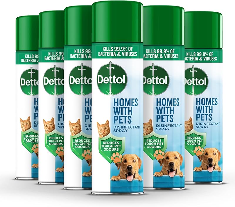 Dettol Pets Disinfectant Spray 6 x 300ml 1.8L Cat Urine Odour Remover
