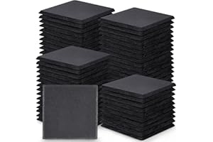 72 Pieces Slate Drink Coasters, GOH DODD 4 Inch Black Coasters Stone Coaster Set, Laser Engraving Blanks with Anti-Scratch Bottom for Home Office Kitchen Apartment Bar Christmas, Square