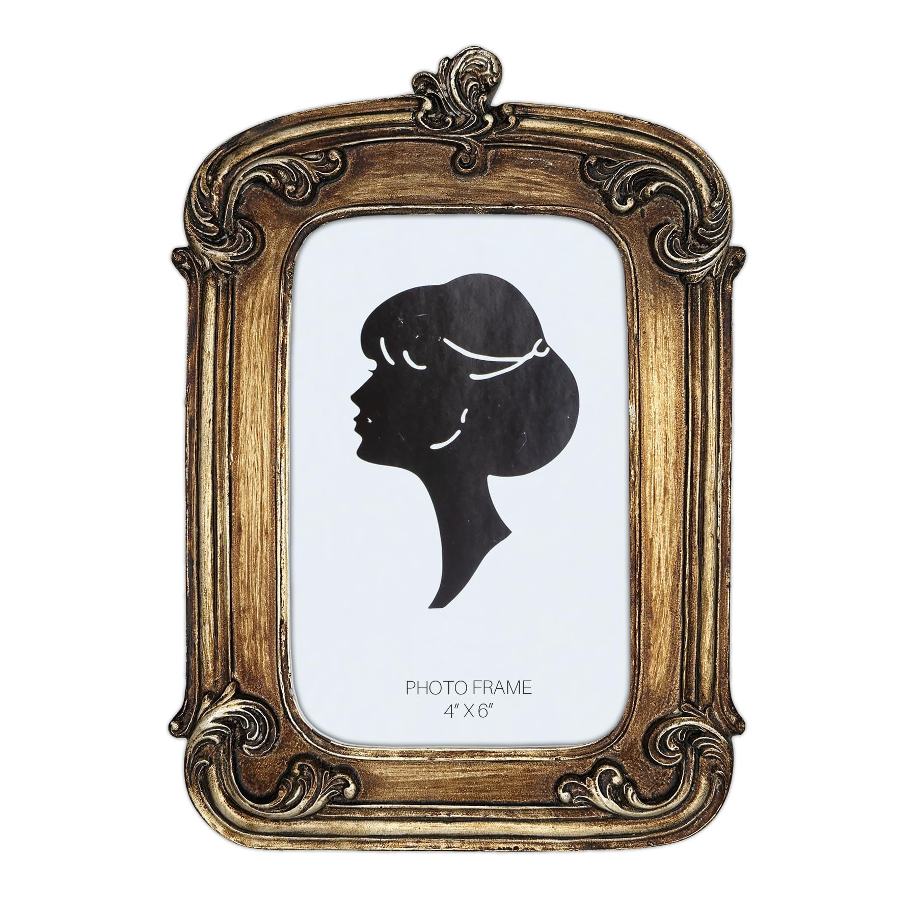 Photo 1 of Daimix 4x6 Antique Gold Picture Frame, Vintage Photo Frames with Glass Front for Wall Hanging and Tabletop, Ornate Retro Art Deco
