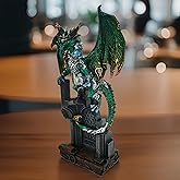 ICE ARMOR Hand Painted 10" H Green Dragon on Gate Figurine Statue Sculpture Ornament Decoration Home/Room Decor Unique Gift Ideas for Housewarming Holidays Birthdays Great Collectible Addition