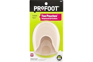 PROFOOT Toe Pouch Cushions Women's 6-10 (1 Pair) Protects Toes Cushions & Supports Tender Toes Trim to Fit All Shoe Types