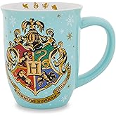 Silver Buffalo Harry Potter Hogwarts Holiday Wide-Rim Ceramic Latte Mug | Large Coffee Cup For Tea, Cocoa, Beverages | Holds 16 Ounces