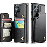 Vinich for Samsung Galaxy S22 Ultra Wallet Case with Card Holder, RFID Blocking Credit Slots Kickstand Shockproof Phone Cover Fit for Galaxy S22 Ultra 6.8" Black