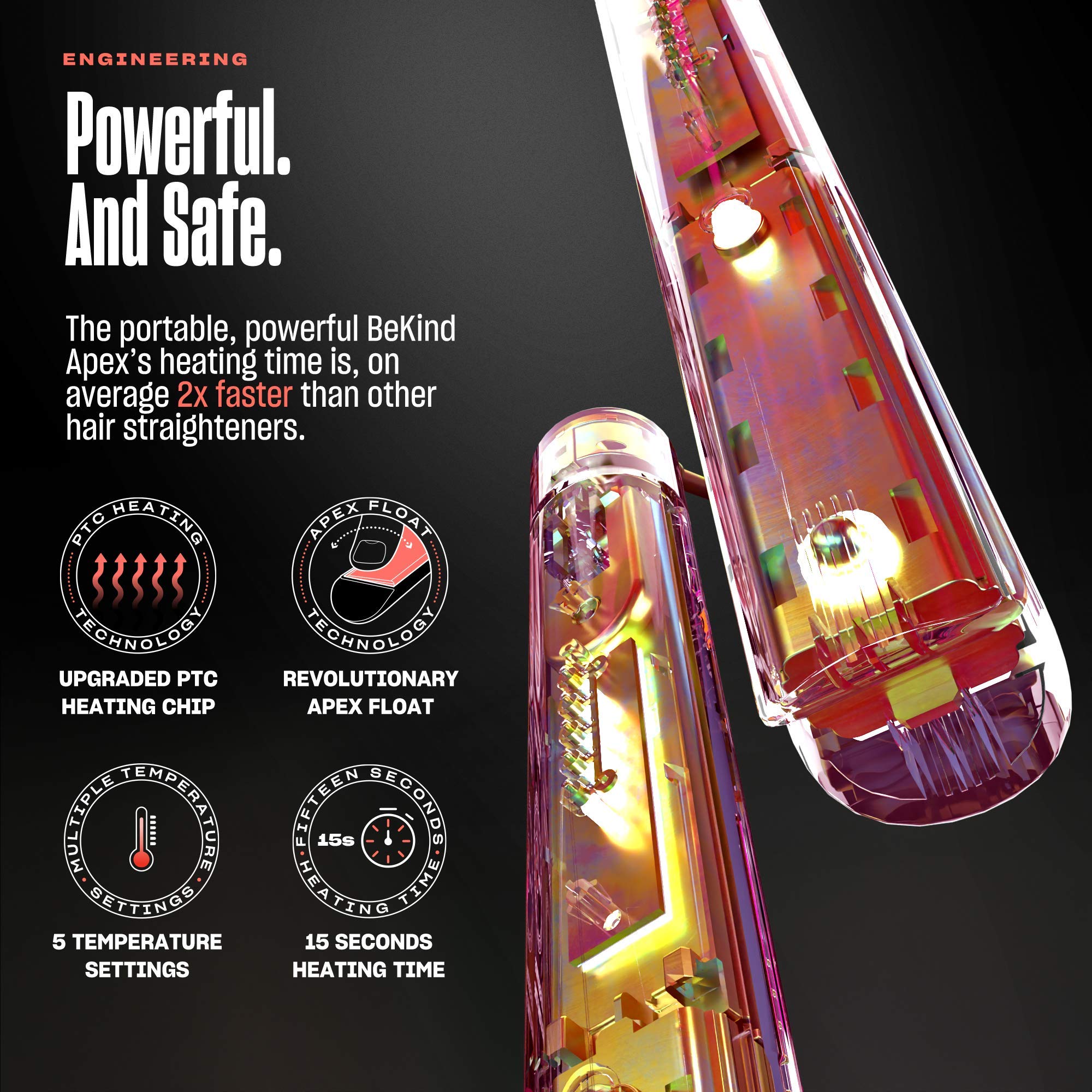 Bekind Apex 2-in-1 Hair Straightener Flat Iron | 1“ 460°F Straightener and Curler for All Hairstyles | UltraSmooth Tech | 15s Fast Heating & Temp Memory | Gift Set for Girls Wome (Galaxy Gray)