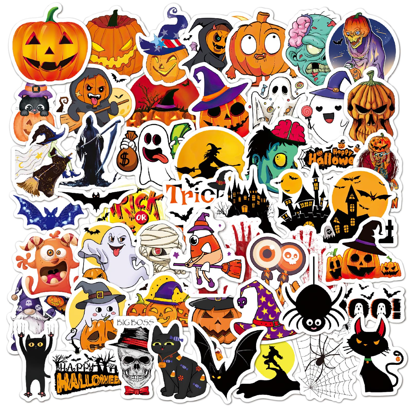 Non-Repeating Halloween Stickers, Halloween Party Favors,Vinyl Waterproof Holiday Party Stickers, Kids and Youth Adult Party Favors Gifts Crafts- Halloween Decorations